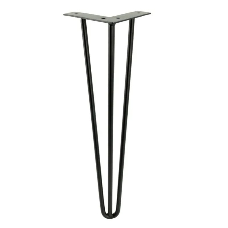 Nóżka meblowa HAIRPIN LOFT 41 cm czarna, trzy pręty, metalowa, idealna do stołów, ławek i szafek w stylu loft i industrialnym..jpg
