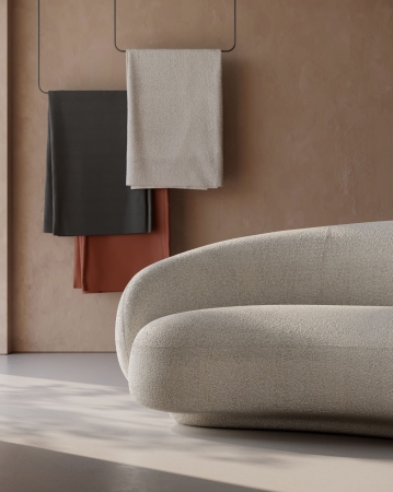 Ascot Pearl tkanina boucla - aranżacja tkaniny na meblu