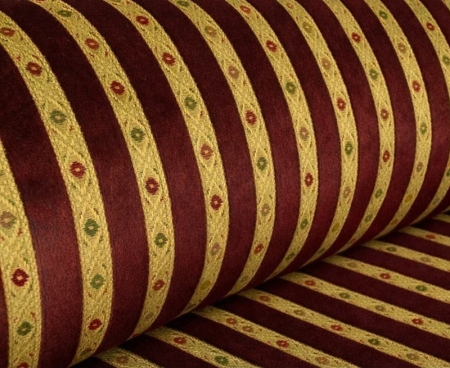 Tkanina Bari Pas bordo – mięsista pluszowa tkanina obiciowa w pasy, klasyczny wzór żakardowy, materiał tapicerski premium