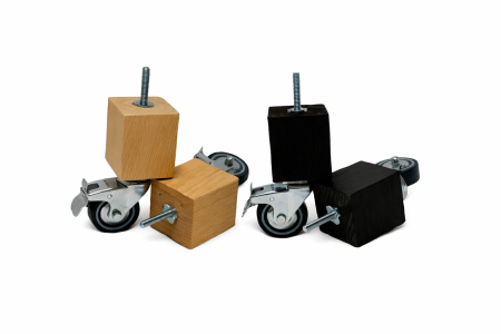 noga-drewniana-mebloa-z-kółkami i hamulcem idealna do mebli hotelowych.