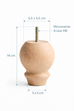 GÓRAL drewniana nóżka bukowa - wymiary