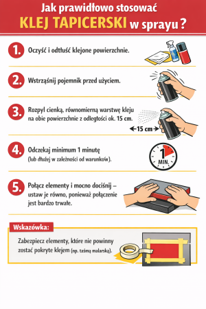 Instrukcja krok po kroku jak prawidłowo stosować klej tapicerski w sprayu