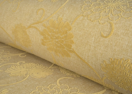 FURIO 820 KWIAT BEŻ  z flokowanym wzorem roślinnym 3D.