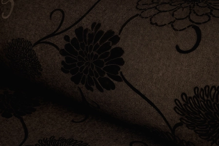 FURIO 870 KWIAT CIEMNY BRĄZ  z flokowanym wzorem roślinnym 3D.