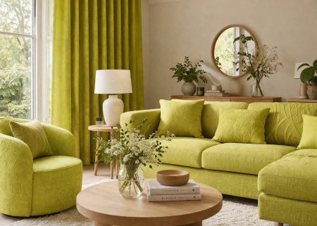 Tkanina Furio Kwiat z flokowanym wzorem roślinnym 3D.  ARANŻACJA.