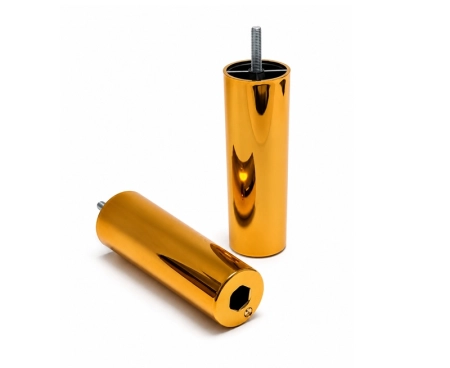 Złota nóżka meblowa WALEC 150 mm z gwintem M8, średnica fi 50 mm, ciepły złoty połysk do sof, foteli i mebli tapicerowanych.jpg