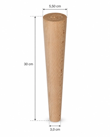 BUKOWA NÓŻKA STOŻEK PROSTY  h-30 - WYMIARY.png