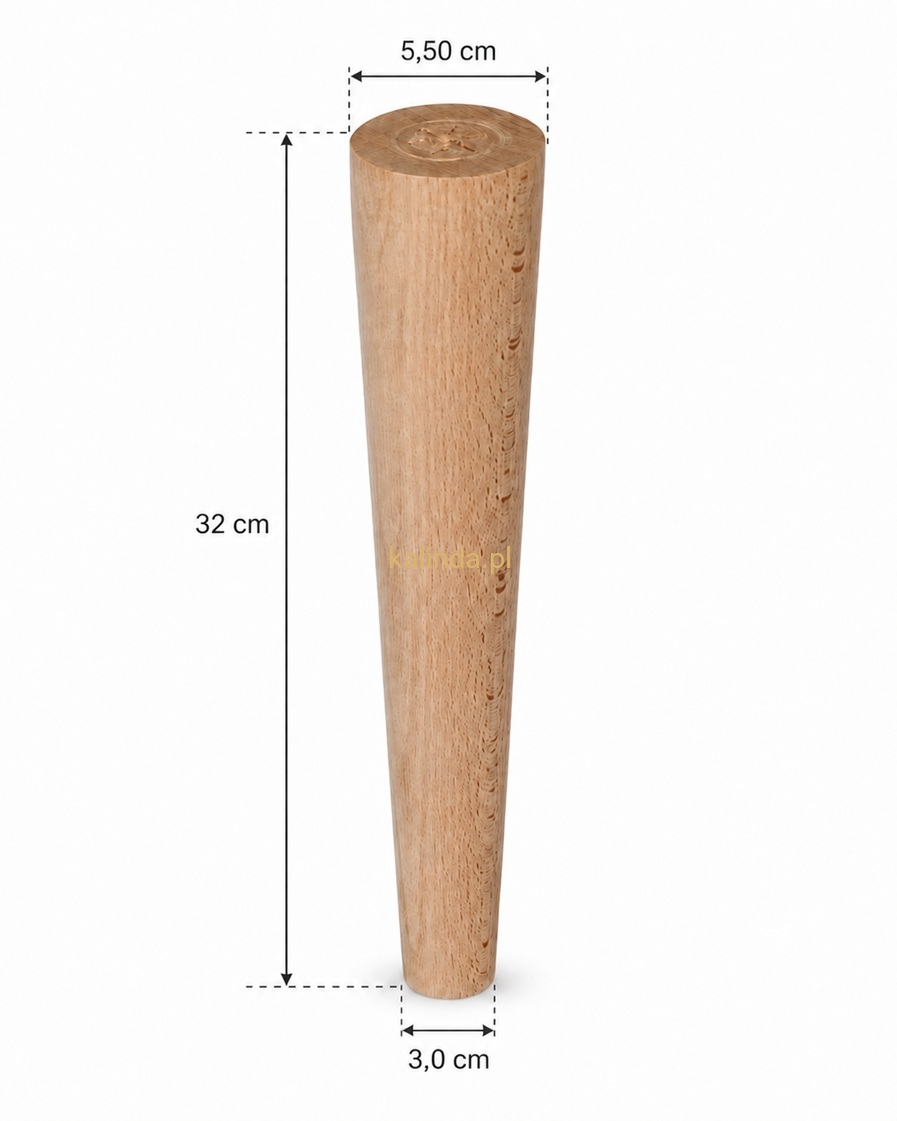 NÓŻKA BUKOWA STOŻEK PROSTY H32 - wymiary.jpg