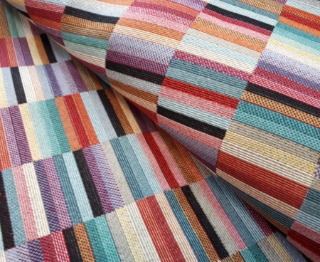 Tkanina obiciowa Tokyo trwały żakard w geometryczny kolorowy wzór na meble i dekoracje