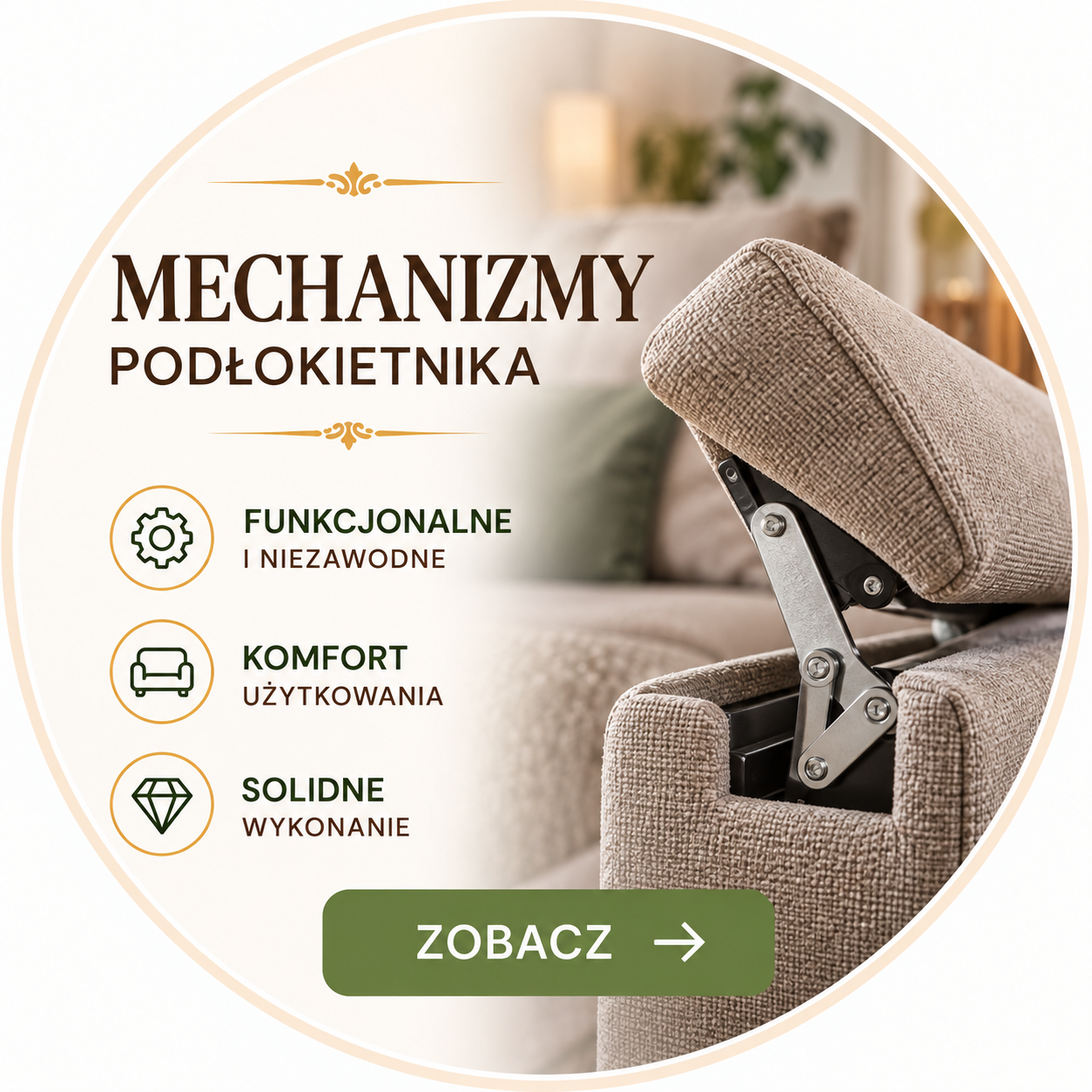 Mechanizmy podłokietników do sof i kanap – regulacja podłokietnika w meblach tapicerowanych | Kalinda.pl