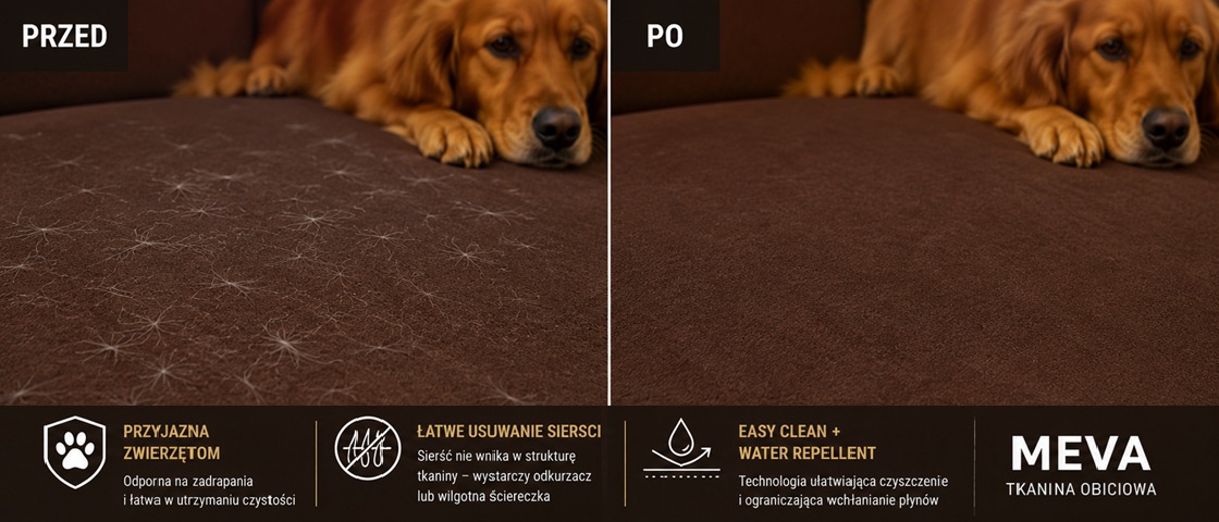 Tkanina obiciowa Pet Friendly na kanapę w domu z psem lub kotem